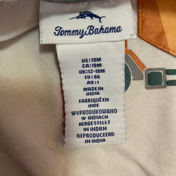 Tommy Bahama Baby Boys 18M White Graphic Tee – Dump Truck Pocket Design - Picture 6 of 7